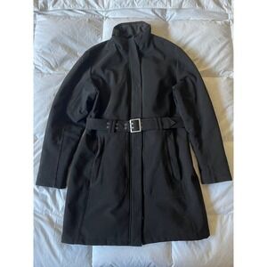 The North Face Belted Trench Coat Womens size XL, Black Winter Outerwear